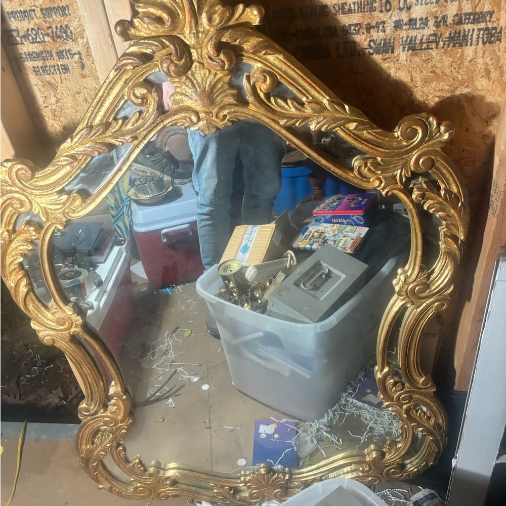 Antique vintage Victorian mirror golden color